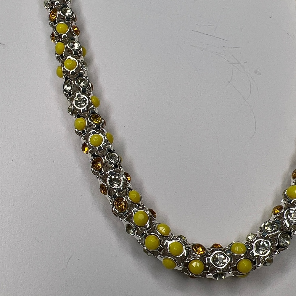 Yellow Floral Bracelet and Swarovski Crystal Necklace Set - Picture 3 of 5